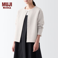 无印良品（MUJI）女式 双层织 开衫 女外套春季款 长袖 BB2OYA4S 淡黄色 XXL (170/96A)