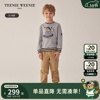 Teenie Weenie Kids小熊童装24早春男童圆领条纹撞色套头卫衣 中灰色 130cm