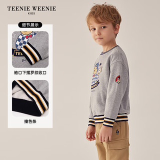 Teenie Weenie Kids小熊童装24早春男童圆领条纹撞色套头卫衣 中灰色 160cm