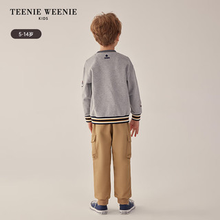 Teenie Weenie Kids小熊童装24早春男童圆领条纹撞色套头卫衣 中灰色 160cm