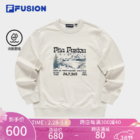 FILA FUSION斐乐潮牌男子套头卫衣2024春季新款时尚拼接针织上衣 暖米色-BG 1