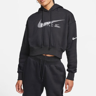 耐克（NIKE）卫衣女装春秋款训练运动服连帽防风外套短款休闲套头衫 DR5614-010 L