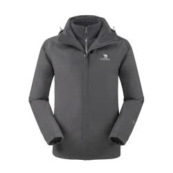 camel骆驼户外露营冲锋衣抓绒内胆加绒保暖外套防风登山服男款三合一