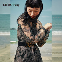 LIEBO 裂帛 Feng商场同款2022年夏南法假日风刺绣蕾丝两件套连衣裙