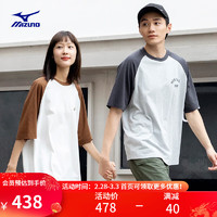 美津浓（MIZUNO）HERITAGE系列 24男女圆领宽松 纯棉短袖T恤 02/本白 L