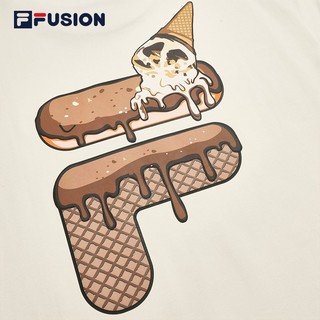 FILA FUSION斐乐情侣短袖T恤男女装夏季潮流宽松运动上衣冰淇淋纯棉半袖衣服 乳糖色-BG（宽松版型，建议拍小一码） 165/88A/S