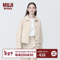 无印良品（MUJI）女式 木棉混 衬衫式夹克 女外套春款长袖 美拉德穿搭 BD0YJA4S 原色 L （165/88A）