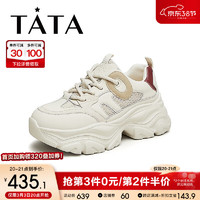 他她（TATA）2024春时尚休闲百搭女老爹鞋WP401AM4 米/杏/红 36