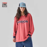 VISION STREET WEAR【24春】美式复古长袖球衣套头速干运动Polo衫男女同款款 西瓜红色 XL