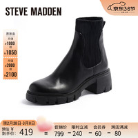 STEVE MADDEN/思美登秋冬显瘦粗跟弹力靴切尔西靴短靴女 HAYL-L 黑色 36