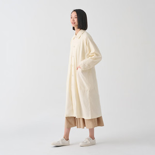 无印良品 MUJI IDEE 女式 平纹 长款外套 风衣大衣女春季 GAD01C4S 米白色 M （155/80A）