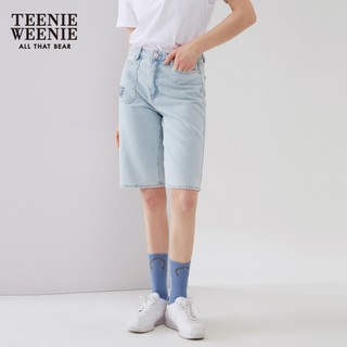 Teenie Weenie小熊字母牛仔短裤女夏季女牛仔裤 蓝色 165/M