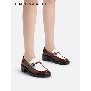 CHARLES&KEITH24春季CK1-60580289英伦风一脚蹬粗跟乐福鞋女 Dark Brown深棕色 41