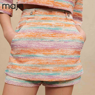 Maje2023夏季新款女装条纹短款修身裙裤MFPSH00470 桔色 T38
