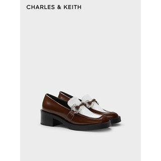 CHARLES&KEITH24春季CK1-60580289英伦风一脚蹬粗跟乐福鞋女 Dark Brown深棕色 37