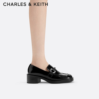 CHARLES&KEITH24春季CK1-60580289英伦风一脚蹬粗跟乐福鞋女 Black Box黑色 39