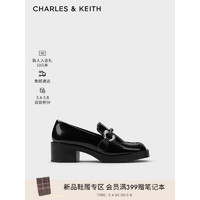 CHARLES&KEITH24春季CK1-60580289英伦风一脚蹬粗跟乐福鞋女 Black Box黑色 41