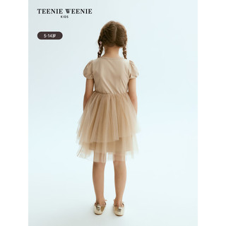 Teenie Weenie Kids小熊童装24春夏女童拼接网纱公主袖连衣裙 浅粉色 140cm