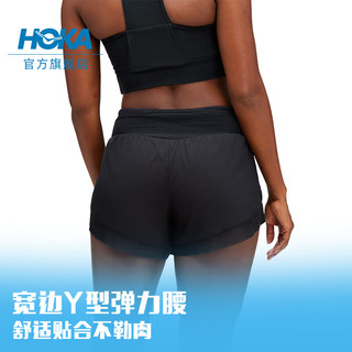 HOKA ONE ONE女士春夏4英寸运动短裤 GLIDE 4 SHORT 轻盈且舒适 黑色 M