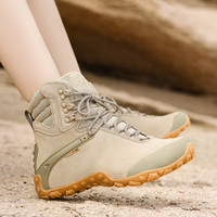 苏系登山鞋女防水防滑户外徒步鞋春季高帮轻便牛皮作战靴男 沙色（同款） 42 偏小大一码