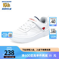 Skechers斯凯奇童鞋秋季男女童透气板鞋轻便中大童休闲鞋405698 男童/白色/WHT 37码