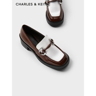 CHARLES&KEITH24春季CK1-60580289英伦风一脚蹬粗跟乐福鞋女 Dark Brown深棕色 40