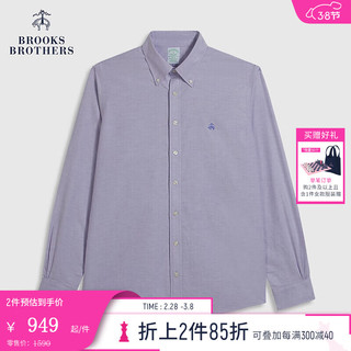 布克兄弟（BrooksBrothers）男士扣结领牛津纺免烫修身休闲衬衫 5000-浅紫色 XS