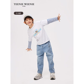 Teenie Weenie Kids小熊童装24春季男童简约休闲松紧腰牛仔裤 蓝色 150cm