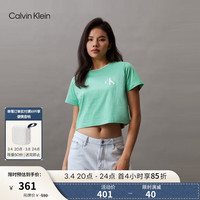 Calvin Klein Jeans24春夏女士纯棉字母印花潮流辣妹短款短袖T恤J223495 L1C-薄荷绿 L