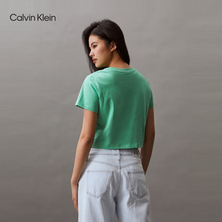 Calvin Klein Jeans24春夏女士纯棉字母印花潮流辣妹短款短袖T恤J223495 L1C-薄荷绿 L