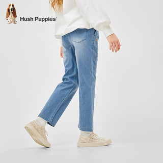 暇步士（Hush Puppies）童装2024春秋女童休闲牛仔长裤舒适弹力简约百搭 蓝牛仔 150cm