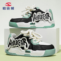 哈比熊（HOBIBEAR）童鞋男童运动鞋春秋小白鞋女童休闲鞋儿童板鞋JD66G81米黑/绿32码