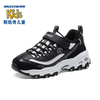 SKECHERS 斯凯奇 加绒女童鞋熊猫鞋魔术贴运动鞋休闲鞋大童老爹鞋 664062L-BKW 白色/黑色 32（200mm） 1