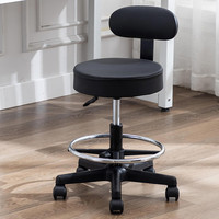 舒梵 SUFAN匠事升降吧台椅小型实验手术室美容圆凳子转大工椅靠背理发滑轮高脚凳 矮款+靠背+搁脚-高级灰坐面