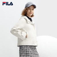 FILA 斐乐女士梭织外套2024春时尚休闲连帽短款风衣夹克 蒸汽白-IV 180/96A/XXL