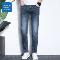 JEANSWEST 真维斯 深蓝牛仔裤男士夏季韩版潮流修身小脚2023新款休闲长裤子男