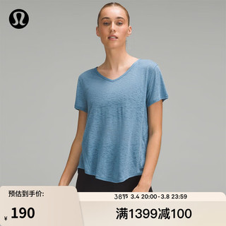 移动端：lululemon 丨Tie-Back 女士轻盈版瑜伽短袖 T 恤 LW3HITS瑜伽服 湛蓝 2