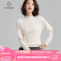 移动端、京东百亿补贴：帕什 半高领羊绒衫女100山羊绒百搭针织打底毛衣女ps-02 本白 2XL (135-150斤)