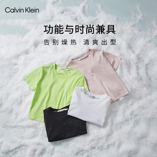 Calvin Klein【不晒系列防晒】Jeans24春夏女士顺色字母纯色凉感T恤J224364 BEH-墨夜黑 L