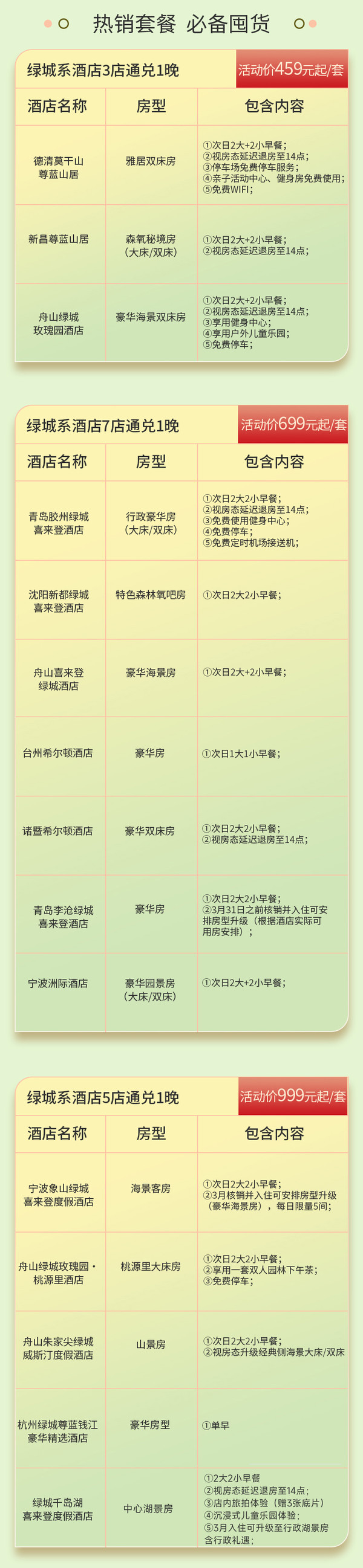 大部分周末不加价！绿城系酒店全国8城15店 1晚指定房型通兑（含早餐+门店礼遇）