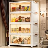 收纳柜双开门免安装多层衣物零食书籍整理柜可折叠家用客厅储物箱