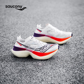 saucony 索康尼 啡翼跑步鞋女马拉松碳板竞速跑鞋缓震回弹运动鞋白红36