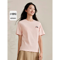 森马（Semir）观园吉联名短袖T恤女抗菌宽松2024熊猫夏装百搭潮 梦幻粉60302 150/76A/XS