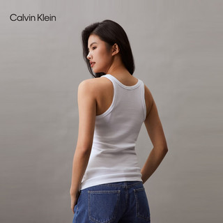 卡尔文·克莱恩 Calvin Klein Jeans24春夏男女刺绣微弹内搭针织背心40WJ216 YAA-月光白 M