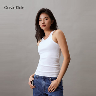 卡尔文·克莱恩 Calvin Klein Jeans24春夏男女刺绣微弹内搭针织背心40WJ216 YAA-月光白 M
