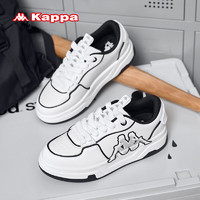 卡帕（Kappa）厚底板鞋女春季百搭运动休闲鞋 白/黑 37  经典白/黑色