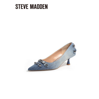 史蒂夫·马登 STEVE MADDEN/思美登2024春季牛仔铆钉高跟鞋女单鞋 KENLEE 牛仔 蓝色 36