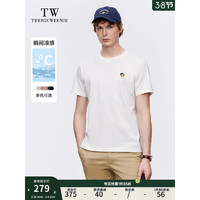 Teenie Weenie Men小熊男装T恤男2024夏季圆领休闲时尚刺绣上衣男 乳白色 185/2XL