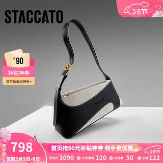 STACCATO 思加图 2024春季腋下包法棍包手提包单肩包X3141AX4 摩登米黑 F