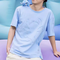 Disney 迪士尼 萌动春夏系列 男女款圆领短袖T恤 6930018990526 史迪奇款 蓝色 160